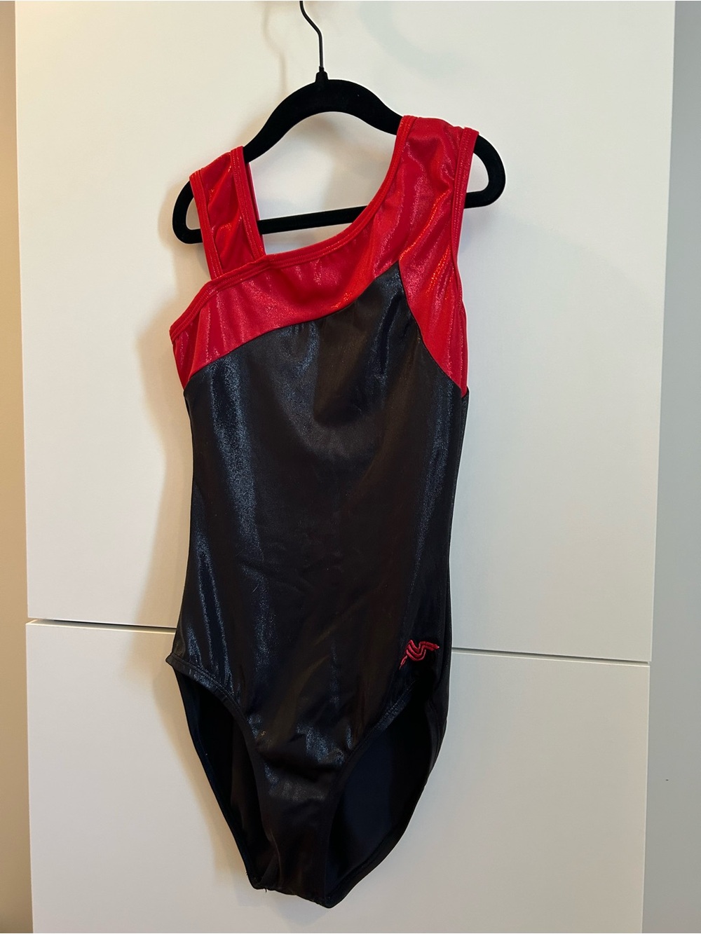 Alpha Factor Black and Red One-Shoulder Leotard Size - Adult Large